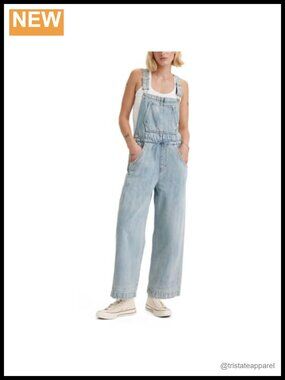 Womens Apron Overall Jeans Cotton Denim Straight Leg Non Stretch